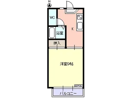 フレグランスYU(1K/2階)の間取り写真