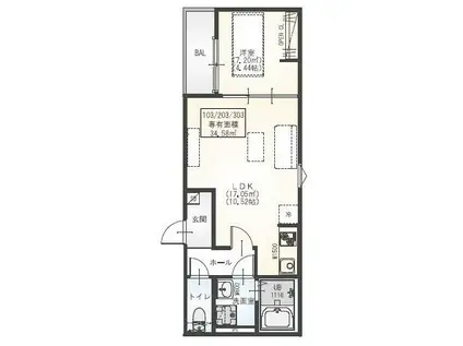 GRADUS緑町II(1LDK/1階)の間取り写真
