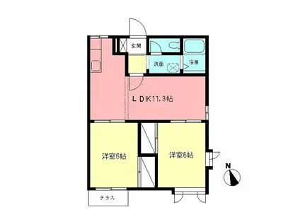 シャトーフロントナック(2LDK/2階)の間取り写真