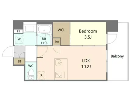 リーフル博多(1LDK/3階)の間取り写真