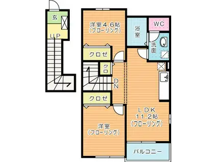ソレアードヴィラ(2LDK/2階)の間取り写真