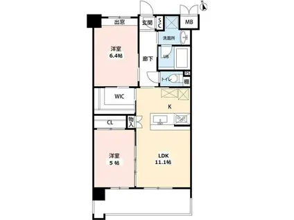 ウィングス西本町(2LDK/6階)の間取り写真