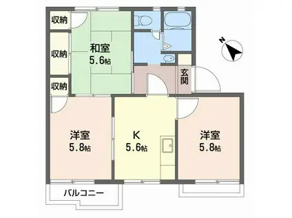 タウニィ北平野(3K/1階)の間取り写真