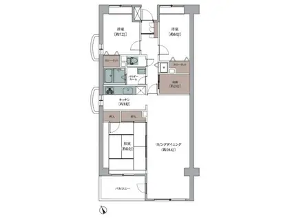 エルプレイス下総中山II(3LDK/1階)の間取り写真