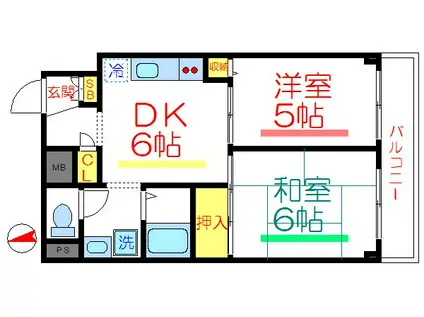 グローハイツ根岸(2DK/7階)の間取り写真