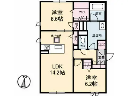 エコルフロント(2LDK/1階)の間取り写真