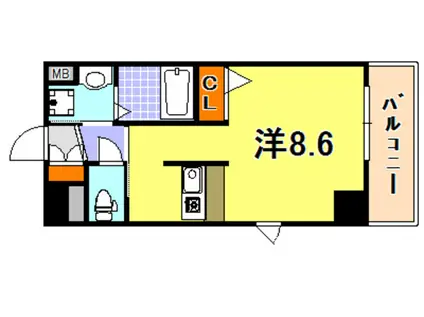 プレサンス神戸みなと元町(ワンルーム/5階)の間取り写真