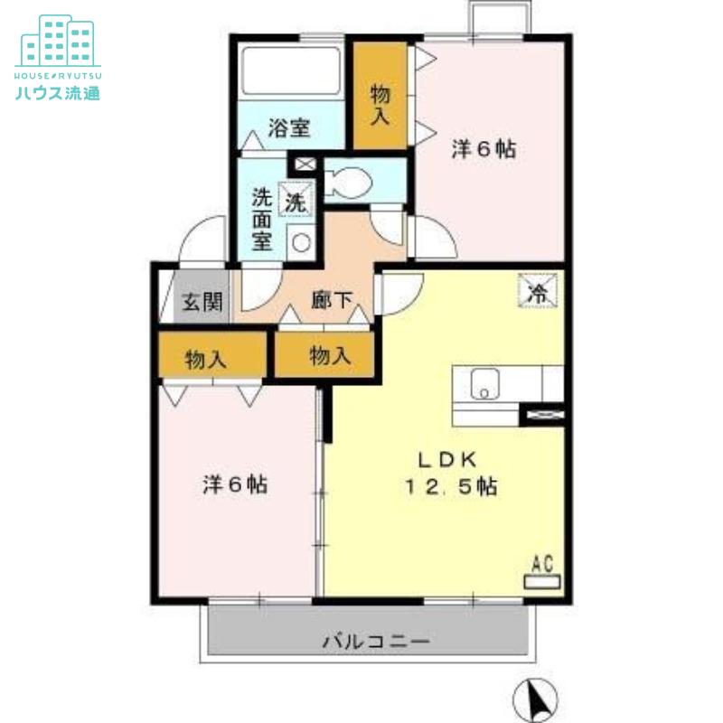ルーラル諏訪A(2LDK/2階)の間取り写真