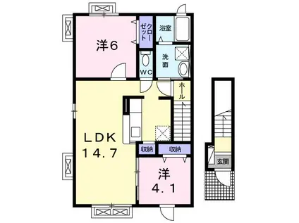 サンブライト(2LDK/2階)の間取り写真