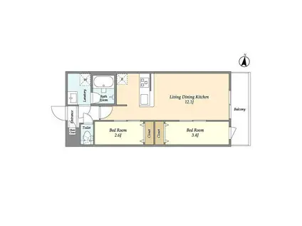 アルファコート梅島(2LDK/4階)の間取り写真