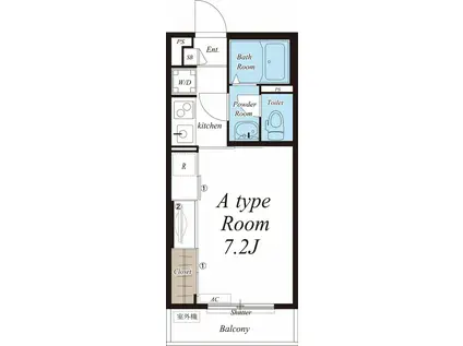 リブリ・エフエス宝町(1K/2階)の間取り写真