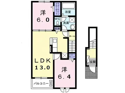 アルドーレII(2LDK/2階)の間取り写真
