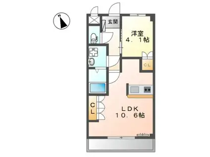 レジデンスヒルズカコII(1LDK/2階)の間取り写真