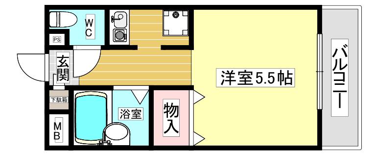 ダイドーメゾン西宮北口XIII(ワンルーム/1階)の間取り写真