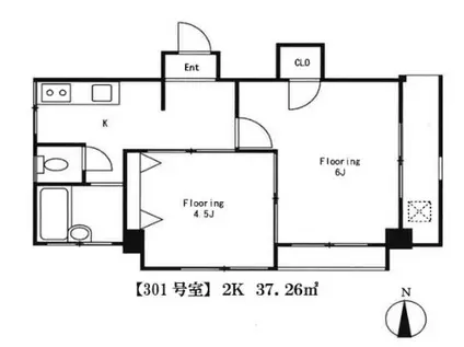 エージ・ヤマダビル(2K/3階)の間取り写真