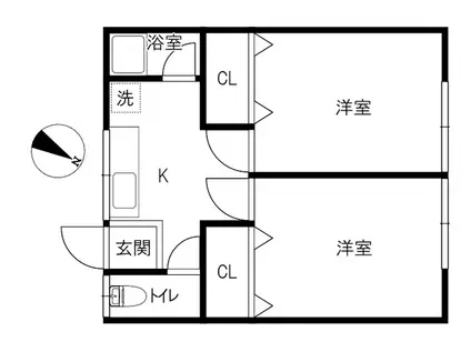 アヴェク・トワ(2K/2階)の間取り写真
