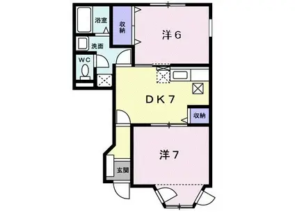 グレースコート2(2DK/1階)の間取り写真