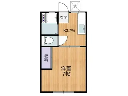 シティハイムブルー(1K/2階)の間取り写真