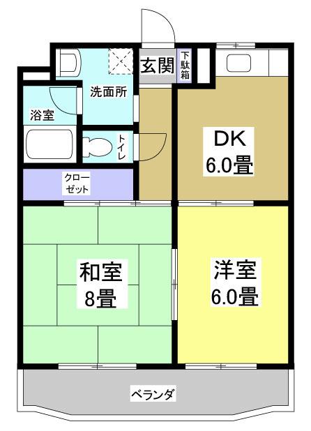 メゾンドフルール(2DK/2階)の間取り写真