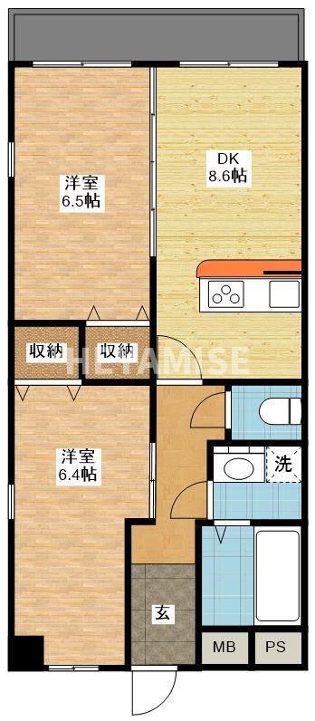 ハイアットコート(2DK/4階)の間取り写真
