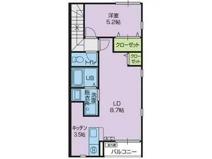 いわて銀河鉄道線 厨川駅 徒歩18分 3階建 築10年(1LDK/3階)の間取り写真