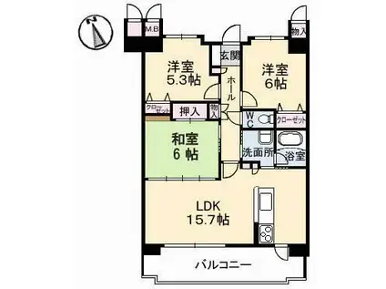 アステージ西条弍番館702号(3LDK/7階)の間取り写真