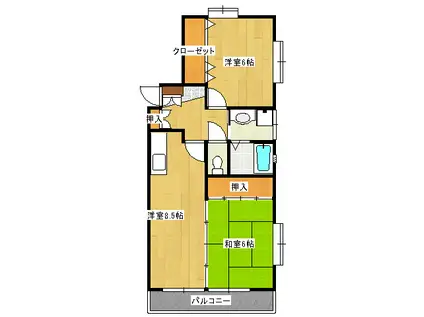 エストレアハイツA(2LDK/2階)の間取り写真