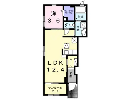 ル・ソレイユ(1LDK/1階)の間取り写真