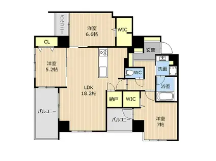 S-PROUD新町(3LDK/3階)の間取り写真