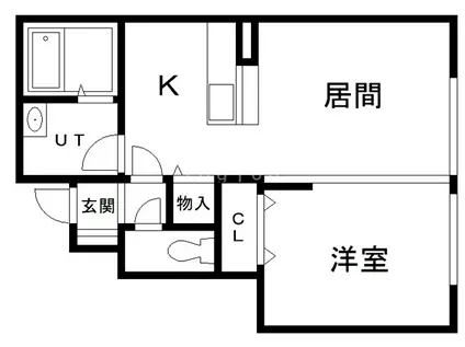 グランモア中央B(1LDK/1階)の間取り写真