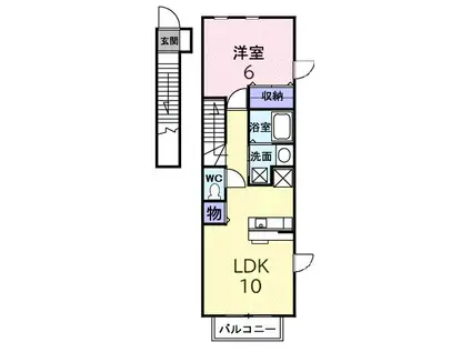セレーノC 堀米町(1LDK/2階)の間取り写真