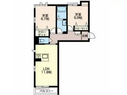 PREMIAS 平町(2LDK/3階)の間取り写真