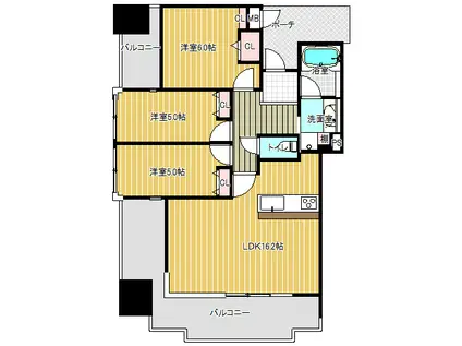 エイルマンション上之園(3LDK/9階)の間取り写真