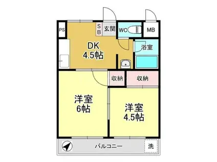 メゾンブランシュ日吉(2DK/3階)の間取り写真