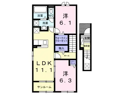 パークサイド(2LDK/2階)の間取り写真