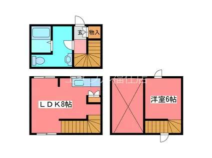 サンリバー西岡V B棟(ワンルーム/2階)の間取り写真