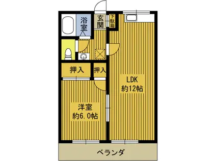 ドエル小中島(1LDK/2階)の間取り写真