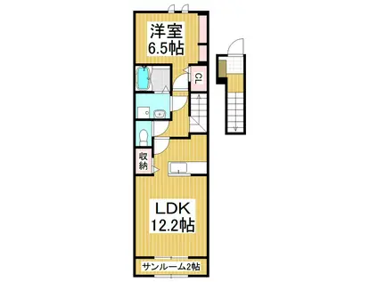 レイクII(1LDK/2階)の間取り写真
