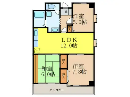 シェリール江坂(3LDK/4階)の間取り写真