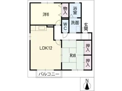 セジュール長良(2LDK/1階)の間取り写真