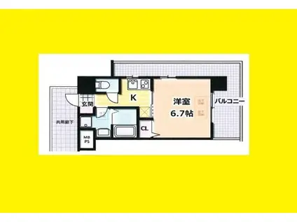 サンスクエア新大阪(1K/4階)の間取り写真