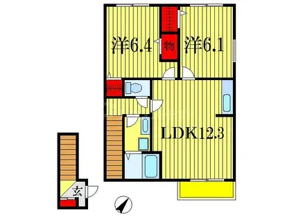 ウィステリアIII(2LDK/2階)の間取り写真