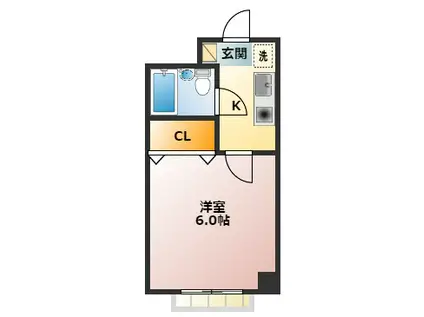 シャルム桜(1K/3階)の間取り写真