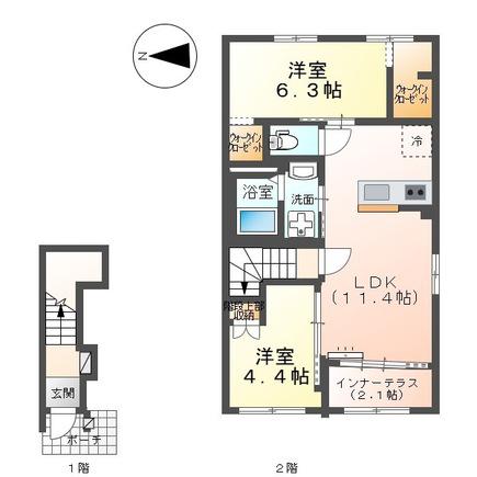 レサンス八街(2LDK/2階)の間取り写真