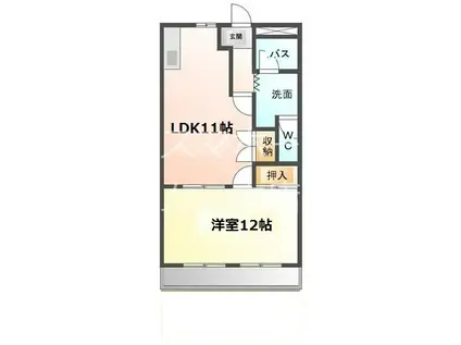 Tハピネス(1LDK/2階)の間取り写真