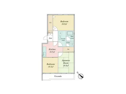 グリーンヒル藤が丘C(3DK/1階)の間取り写真