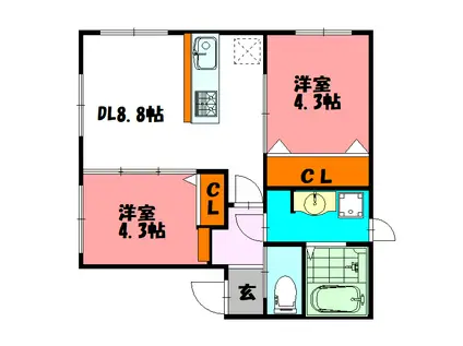 EVER LIFR西明石II(2DK/1階)の間取り写真