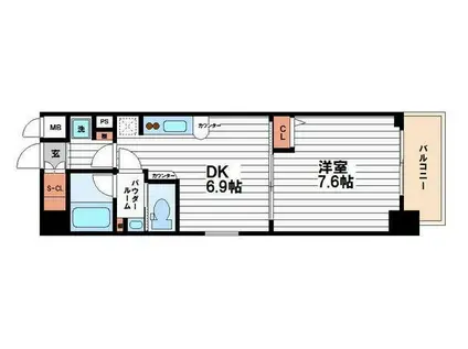 エステムコート心斎橋イーストIIラヴァンツァ(1DK/3階)の間取り写真