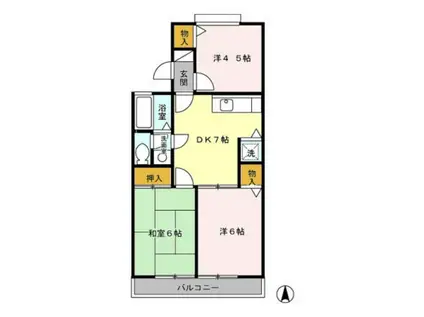 Kリックスハイツ(3DK/1階)の間取り写真