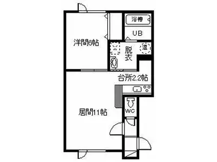 ティアラII(1LDK/2階)の間取り写真